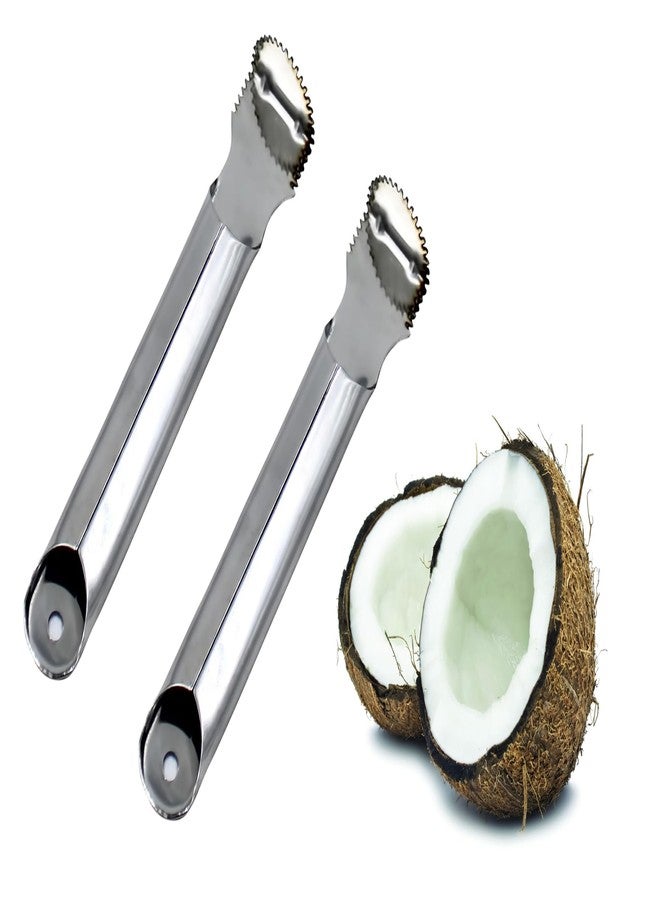 Ervio Stainless Steel Coconut Opener Tool Pack of 2 | Heavy Duty Coconut Scraper & Peeler | Manual Coconut Shell Remover for Home & Commercial Kitchen Use - Image 1